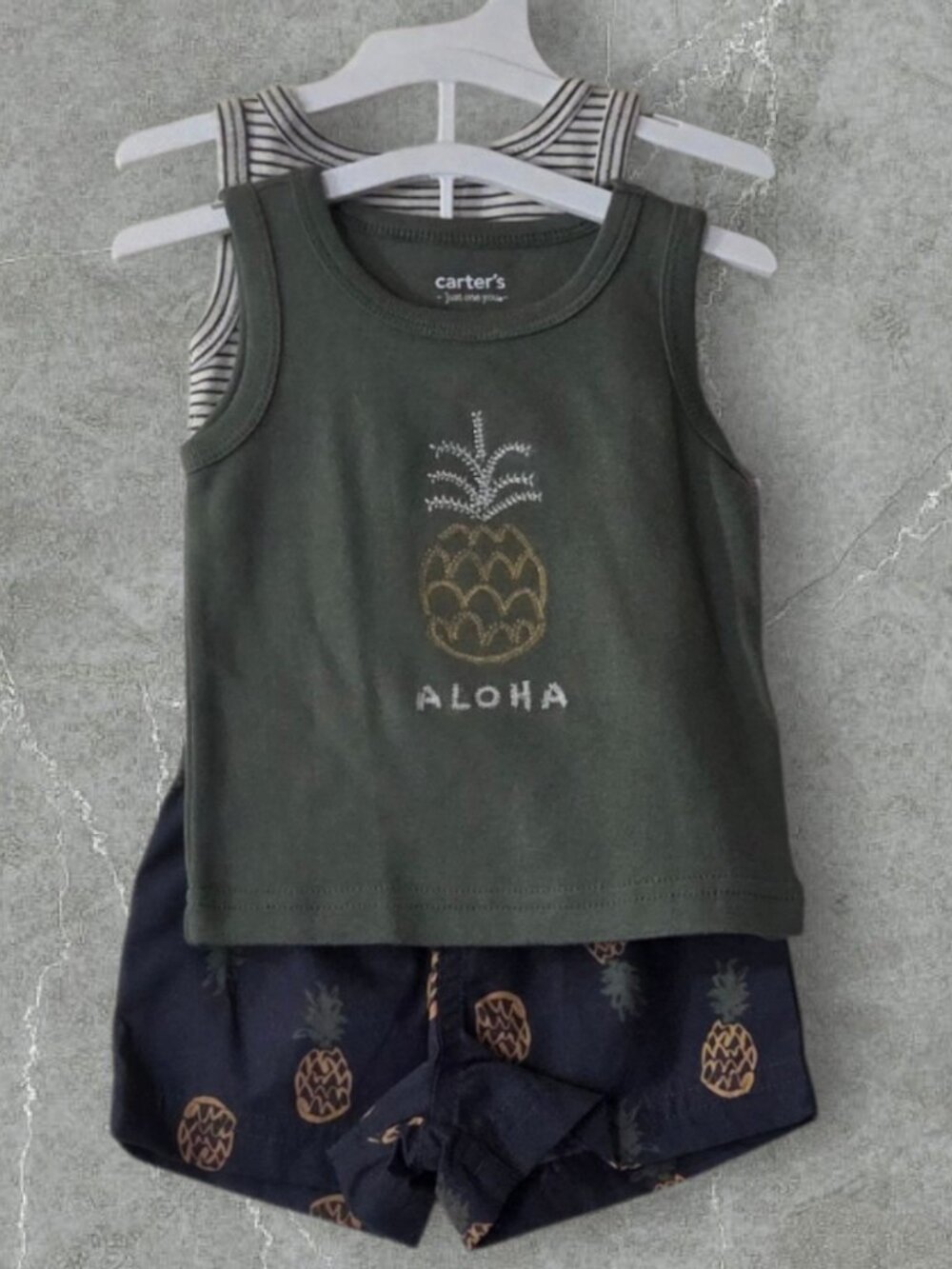 NWT Carter's 3 Piece Pineapple Aloha Outfit Set 3M Tank Bodysuit Shorts